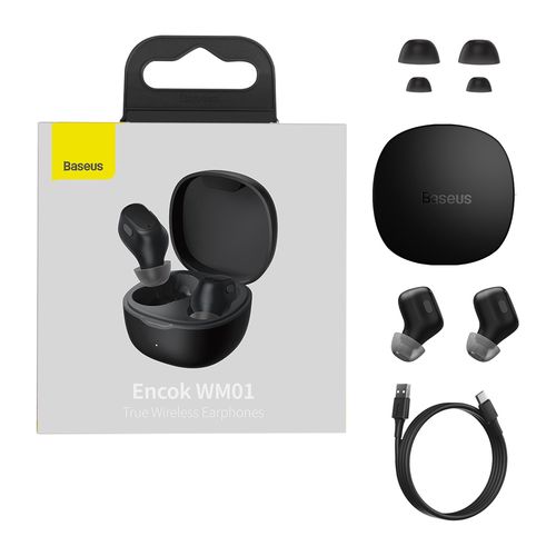 True Wireless Bluetooth 5.3 Earphones WM01 with Charging Case, Black NGTW240001 6932172611934