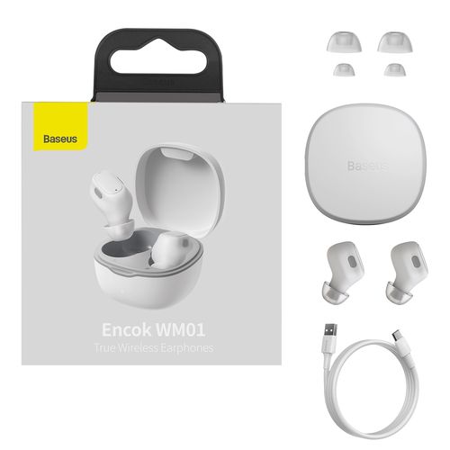 True Wireless Bluetooth 5.3 Earphones WM01 with Charging Case, White NGTW240002 6932172611941