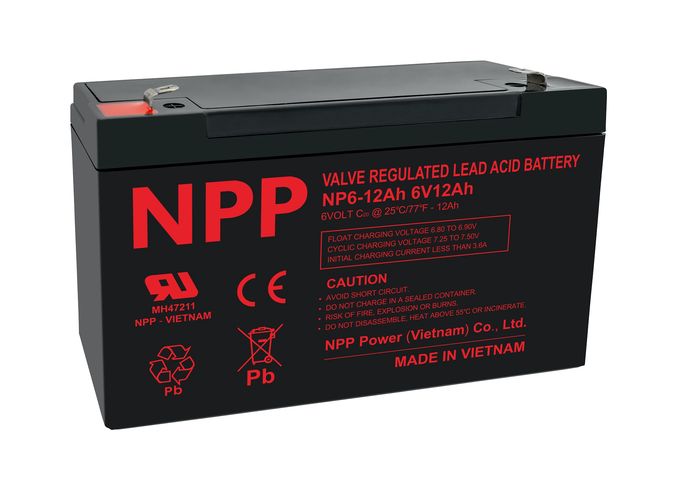 Battery 6V 12Ah T2 (F2) Pb AGM NPP NP6-12Ah