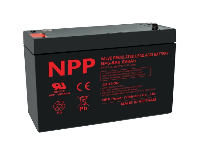 Battery 6V 8Ah T2(F2) Pb AGM NPP NP6-8Ah