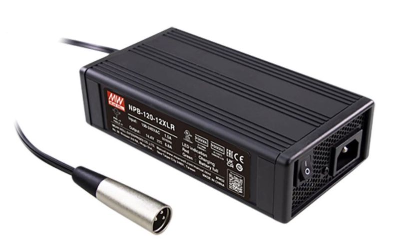 Battery Pb, Li-ion Charger 13.8V 6.8A, XLR, PFC, MEAN WELL NPB-120-12XLR