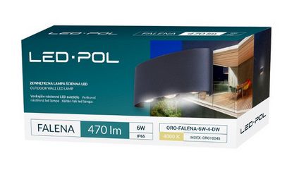 Outdoor wall mounted luminaire FALENA-4, 6W, 470lm, 4000K, IP54, dark grey, ORO ORO10045