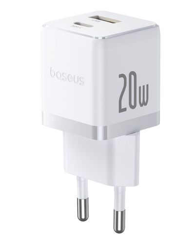 Wall Fast Charger Palm 20W USB + USB-C QC3.0 PD3.0 with USB-C Cable 1m, White P10111608213-01 6932172677374