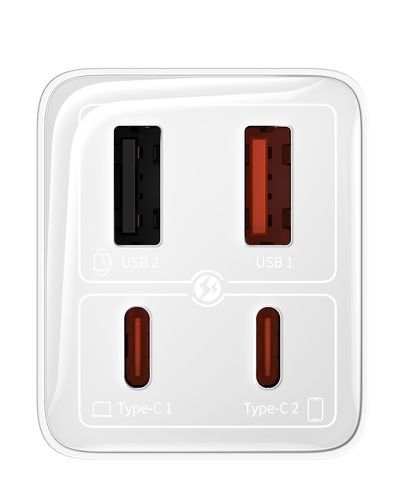 Wall Fast Charger GaN6 Pro 65W 2xUSB-A + 2xUSB-C QC PD with USB-C Cable 1m, White P10162701213-00 6932172644437