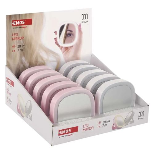 Pocket cosmetic mirror with LED light, 10 pcs, display box P4718 8592920137956