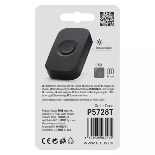 Replacement Button for Wireless Doorbell P5728, 1xA23, EMOS P5728T 8592920080412