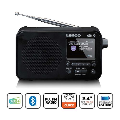 Portable DAB+ FM radio with Bluetooth® 2,4" TFT display Black PDR-036BK 8711902077527
