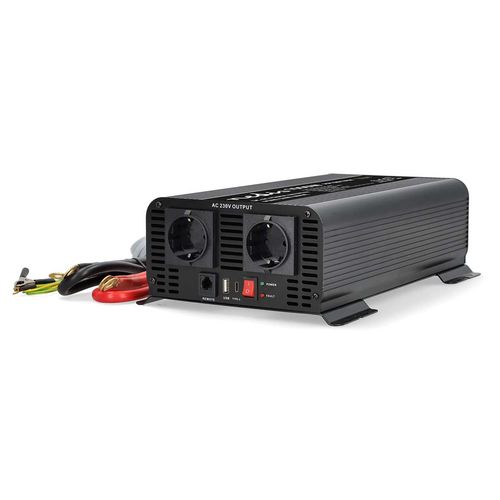 Power Inverter Pure Sine Wave | Input voltage: 12 V DC | Device power output connection(s): Type F (CEE 7/3) / USB-A / USB-C™ | 230 V AC 50 Hz | 1000 W | Peak power output: 2000 W | Screw Terminal | Pure Sine Wave | Fuse | Black PIP100012FBK 5412810448913