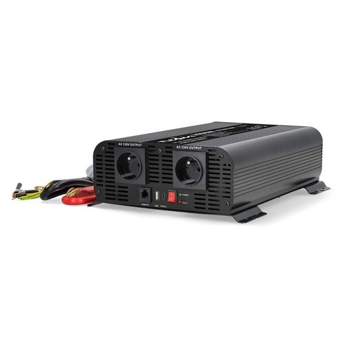 Power Inverter Pure Sine Wave | Input voltage: 12 V DC | Device power output connection(s): Type E (CEE 7/5) / USB-A / USB-C™ | 230 V AC 50 Hz | 2000 W | Peak power output: 4000 W | Screw Terminal | Pure Sine Wave | Fuse | Black PIP200012EBK 5412810448975