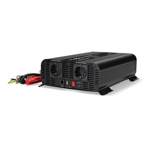 Power Inverter Pure Sine Wave | Input voltage: 24 V DC | Device power output connection(s): Type F (CEE 7/3) / USB-A / USB-C™ | 230 V AC 50 Hz | 2000 W | Peak power output: 4000 W | Screw Terminal | Pure Sine Wave | Fuse | Black PIP200024FBK 5412810448937