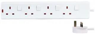 EXTENSION LEAD, 4GANG, IND SW, 3M 9393-3M