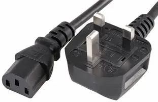 POWER CORD, UK-IEC 60320 C13, 2M, BLACK PEL00095