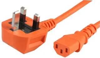 LEAD UK PLUG 5A - C13 1.00MM ORANGE 5M PEL00799