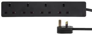 EXTENSION LEAD FOUR GANG BLACK 7.5M PELB1994