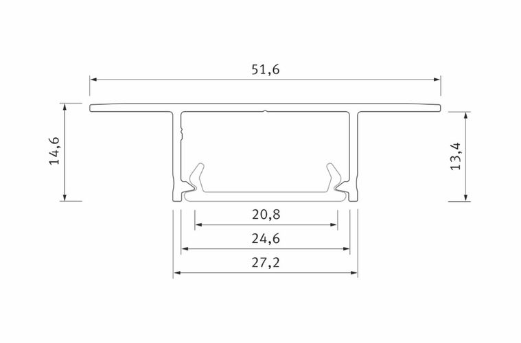 LED profile for LED strips, aluminum anodized, recessed, PLATO, 3m PROF-PLATO-3Ms 5904405930045