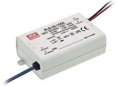 25W single output LED power supply 350mA 48-58V with PFC, MEAN WELL PLD-25-350