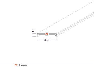 Cover for LED profile VARIO30, white OPAL, CLICK, 3m TOPMET PROF-C9-MILK3 5901597246145