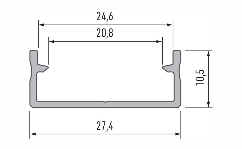 LED profile for LED strips, silver anodized, wide, DUAL, 2m, LUMINES PROF-DUAL-2Ms