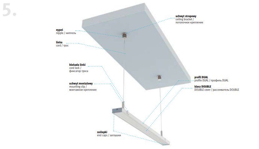 LED profile for LED strips, silver anodized, wide, DUAL, 2m, LUMINES PROF-DUAL-2Ms