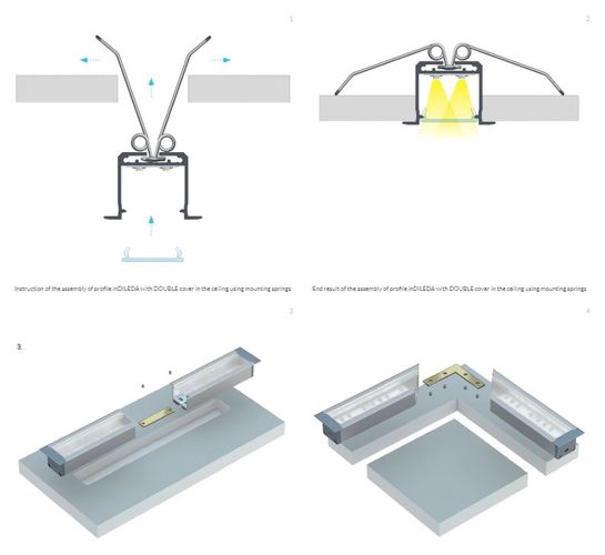Aluminum profile for LED strips recessed, wide, deep, inDILEDA, 2.02m LUMINES PROF-INDILEDA-2Ms 5902973363319