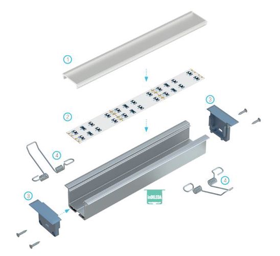 Aluminum profile for LED strips recessed, wide, deep, inDILEDA, 2.02m LUMINES PROF-INDILEDA-2Ms 5902973363319