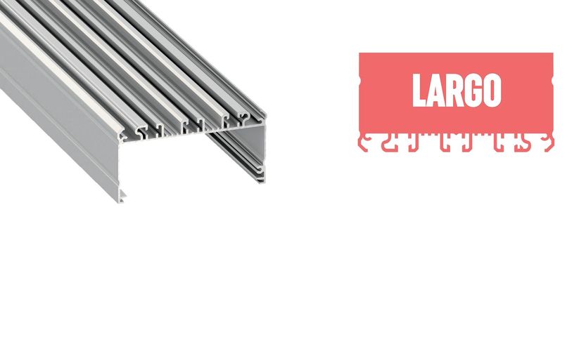 Aluminum profile for LED strips surface, extra wide, LARGO, 2.02m LUMINES PROF-LARGO-2Ms 5902973364811