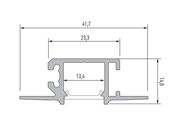 LED Profile LUMINES MONO, recessed, silver anodized 2.02m PROF-MONO-2Ms