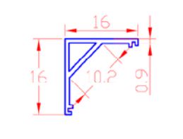Aluminum profile for LED strip corner SR16 3m PROF-SR16-3M