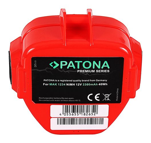 Battery for tool 12V 3300mAh Ni-MH, replaceble for Makita 1200, 1201, 1220, 1222, 1233, 1234, 1235, 1201A, 192598-2, 192681-5, 192698-2 PT6112 4055655182652; 4055655182768