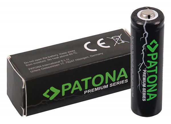 Rechargeable battery unprotected with button top 14500 3.7V 800mAh 1.5A Li-ion PATONA PT6519 4055655217835