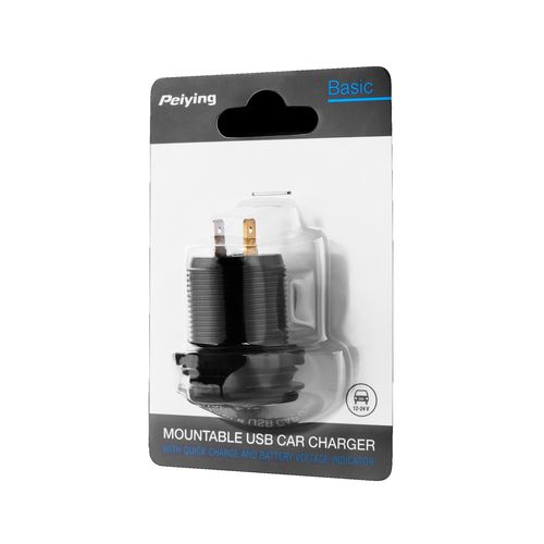 Mountable Car Charger 12-24V 2xUSB QC3.0 with Voltage Indicator CHR0004 5901890058889