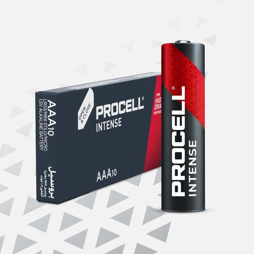 Alkaline Battery LR03 MX2400 AAA ( R03/MN2400) 1.5V 1223mAh PROCELL Intense 10pcs box Duracell LR03/DUR/PROC-I/10 5000394136939