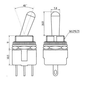 Toggle swich  ON-ON 3 pins 2 pos fixed 3A/250V SPDT R13-37C