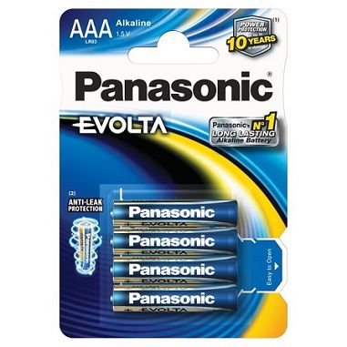 Alkaline Battery R3 (AAA) LR03EE 1.5V EVOLTA Panasonic R3EE/PAN-BL4 5410853044871