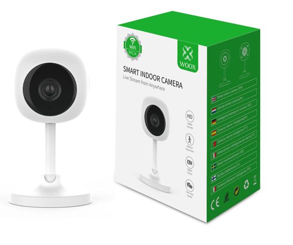 Indoor Full HD smart camera, 1080P, 5V DC, 107°, two way audio, works with Echo show & Nest Hub, white, WOOX R4114