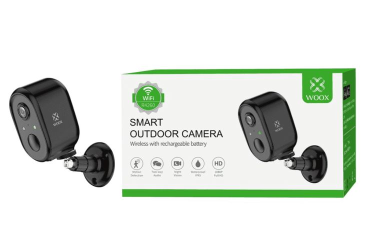 Outdoor Full HD smart camera 1080P, rechargeable 2x18650, 5000mAh, 110°, IP65, black, WOOX R4260 8435606730389