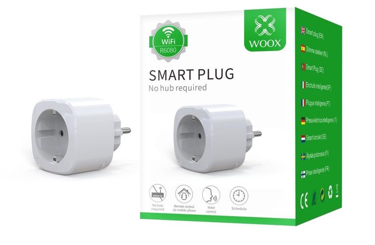 Smart socket Wi-Fi, 3680W, IP20, with schedule mode, white, WOOX R6080 8435350741563