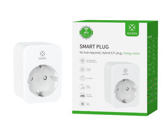 Smart plug Wi-Fi, 3680W 16A, with energy measuring, TUYA / Smart Life, WOOX R6118 8435606721653