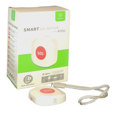 Smart ZigBee indoor wireless SOS button, CR2032, white, WOOX R7052 8435606701112