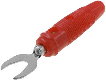 Plug - fork terminals 500VDC 10A red overall lenght 59.2mm R8-25D/R