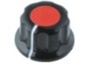 Knob for potentiometer Ø19mm plastic red with white mark RAN/19-6R