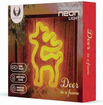 Neon Wood Frame LED DEER warm white, 5V USB / 3xAA, FLNW01 Forever Light RTV100425 5900495268518