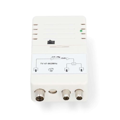 CATV Amplifier | Gain: 25 dB | 47 - 862 MHz | Number of outputs: 2 | Gain control | White SAMP42221WT 5412810453184