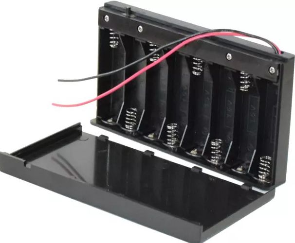 Holder;AA,R6;Batt.no:8;cables;black;150mm;with switch SBH-381-AS