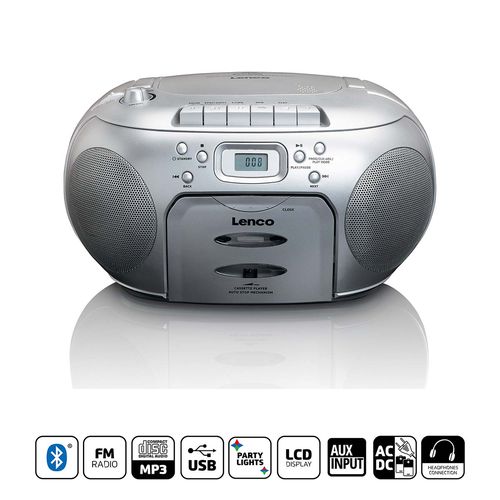 Portable FM Radio CD- Cassette player Silver SCD-420SI 8711902035077