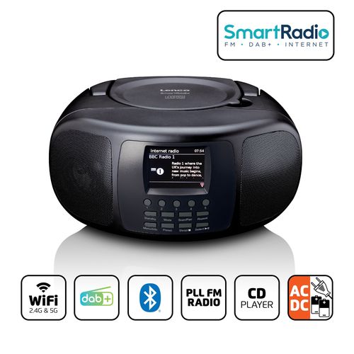 Portable internet radio with DAB+/FM, Bluetooth®, CD player, and large LCD colour display Black SCD-6000BK 8711902078272