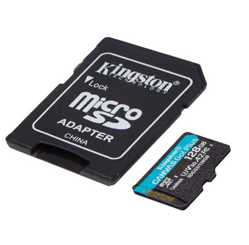 Memory Card micro SD 128GB Class 10 UHS-1 U3 A2 V30 with SD Adapter, CANVAS Go! Plus SDCG3/128GB 740617301182