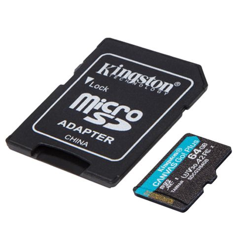 Memory Card micro SD 64GB Class 10 UHS-1 U3 A2 V30 with SD Adapter, CANVAS Go! Plus SDCG3/64GB 740617301045