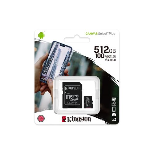 Memory Card micro SD 512GB Class 10 UHS-1 A1 V10 with SD Adapter, CANVAS Select Plus SDCS2/512GB 740617298727