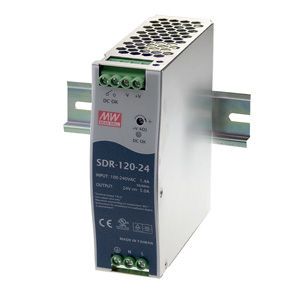 120W slim and high efficiency DIN rail power supply 48V 2.5A with PFC, MEAN WELL SDR-120-48